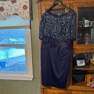 Sophisticated Midnight Blue Sequin Midi Dress